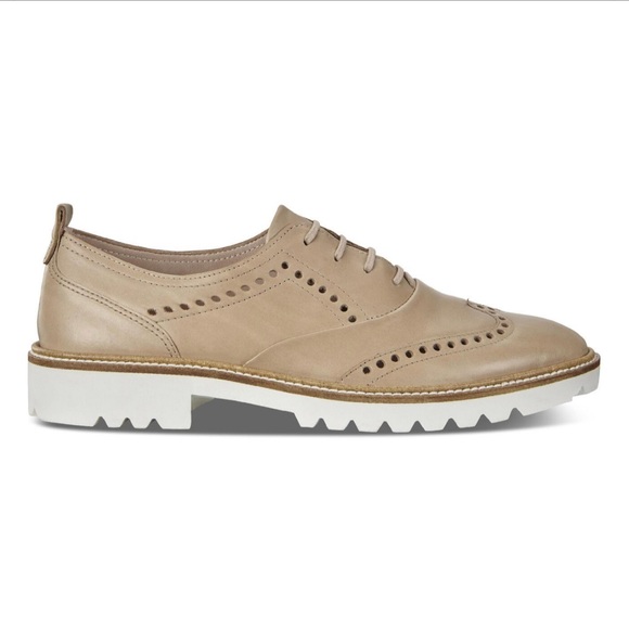 Ecco Incise Taupe Leather Lace-Up, Wing-Tip Contemp.  Oxford EU 42 Women… - Picture 4 of 12